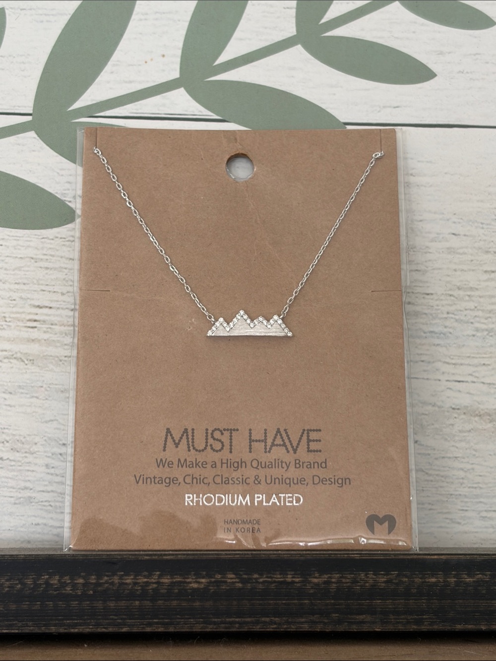 NWT Must Have Silver Studded Mountain Range Pendant Necklace, 16” Rhodium Plated